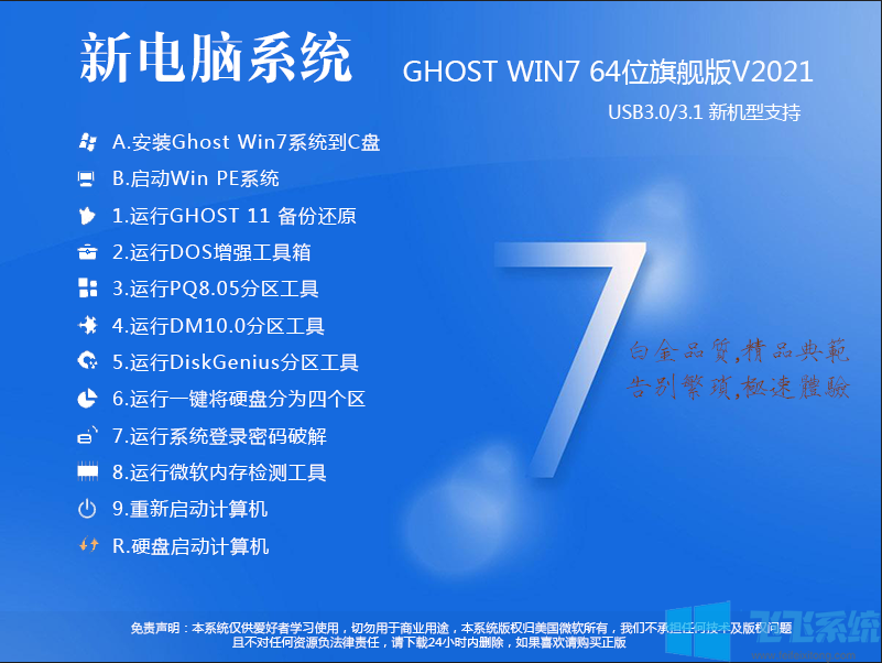 2022最新GHOST WIN7 64位旗舰版[支持10代CPU,带USB3.1驱动]